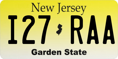 NJ license plate I27RAA