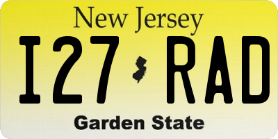 NJ license plate I27RAD