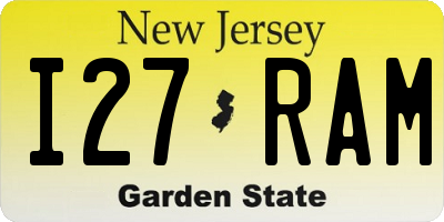 NJ license plate I27RAM
