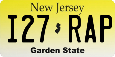 NJ license plate I27RAP