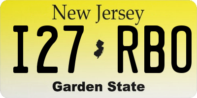 NJ license plate I27RBO