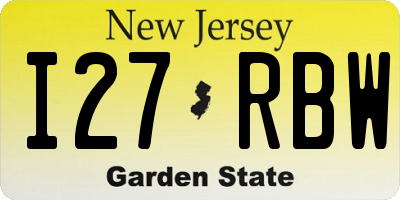 NJ license plate I27RBW