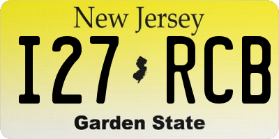 NJ license plate I27RCB