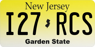 NJ license plate I27RCS
