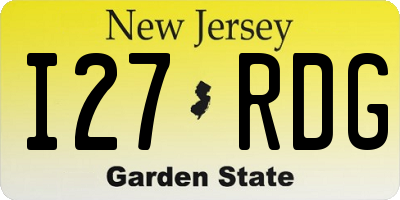NJ license plate I27RDG