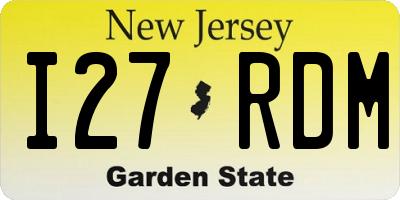 NJ license plate I27RDM