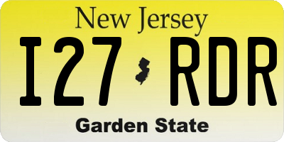 NJ license plate I27RDR