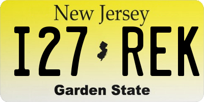 NJ license plate I27REK