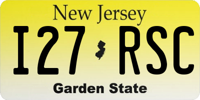 NJ license plate I27RSC