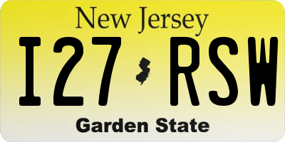 NJ license plate I27RSW