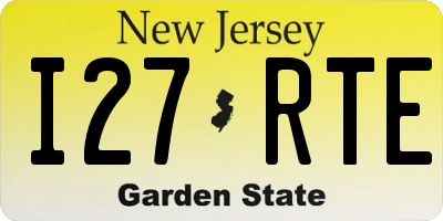 NJ license plate I27RTE
