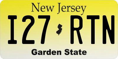 NJ license plate I27RTN