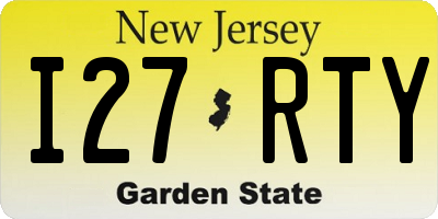 NJ license plate I27RTY
