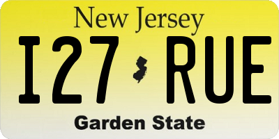 NJ license plate I27RUE