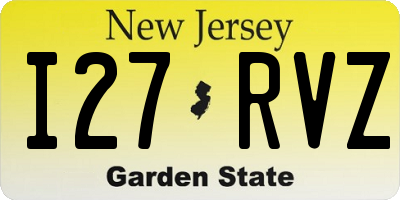 NJ license plate I27RVZ
