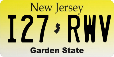 NJ license plate I27RWV