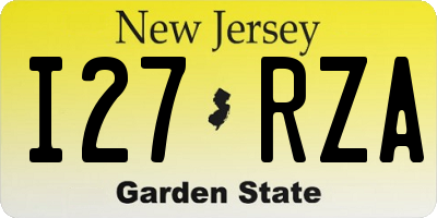 NJ license plate I27RZA