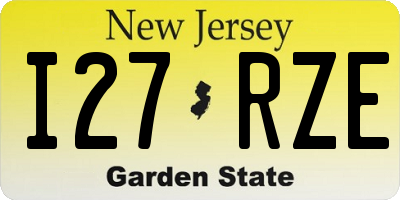 NJ license plate I27RZE