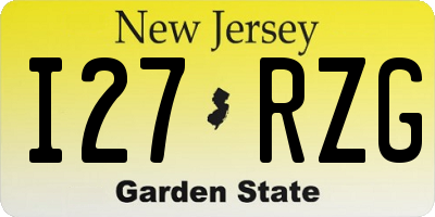 NJ license plate I27RZG