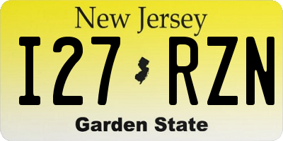 NJ license plate I27RZN