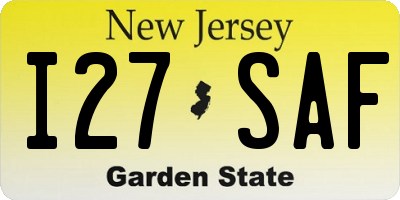 NJ license plate I27SAF