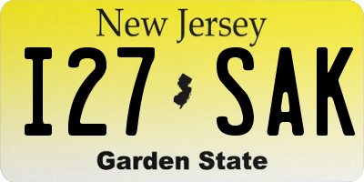 NJ license plate I27SAK