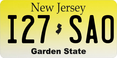 NJ license plate I27SAO