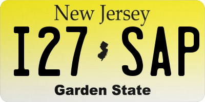 NJ license plate I27SAP