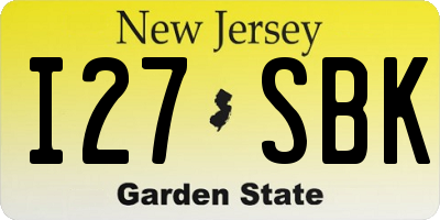 NJ license plate I27SBK