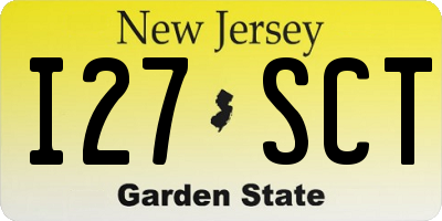 NJ license plate I27SCT