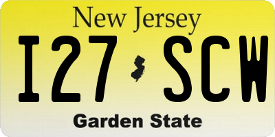 NJ license plate I27SCW