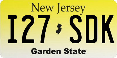 NJ license plate I27SDK