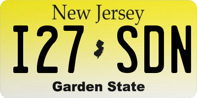 NJ license plate I27SDN