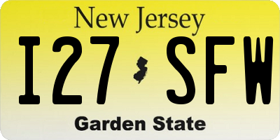 NJ license plate I27SFW