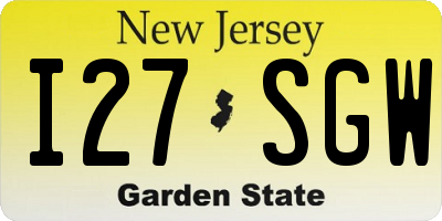 NJ license plate I27SGW