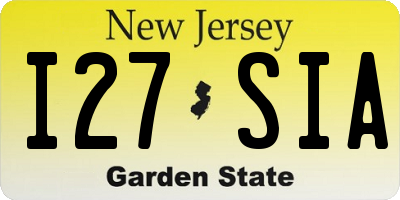 NJ license plate I27SIA