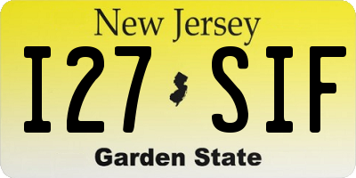 NJ license plate I27SIF