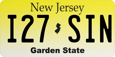 NJ license plate I27SIN