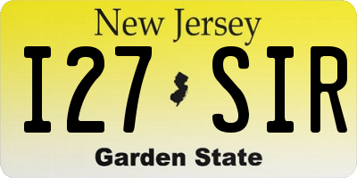 NJ license plate I27SIR