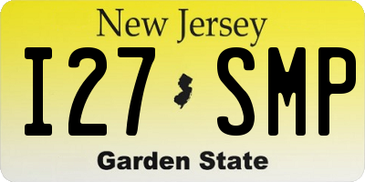 NJ license plate I27SMP