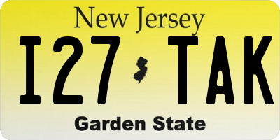 NJ license plate I27TAK
