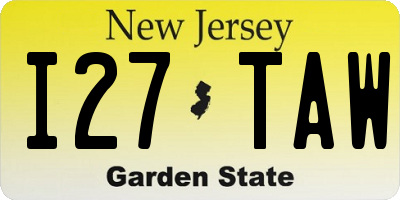 NJ license plate I27TAW