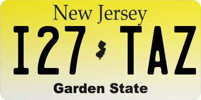 NJ license plate I27TAZ