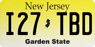 NJ license plate I27TBD
