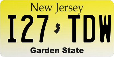 NJ license plate I27TDW