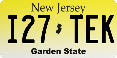 NJ license plate I27TEK