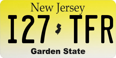 NJ license plate I27TFR