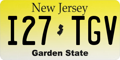 NJ license plate I27TGV