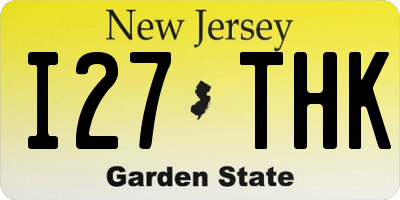 NJ license plate I27THK