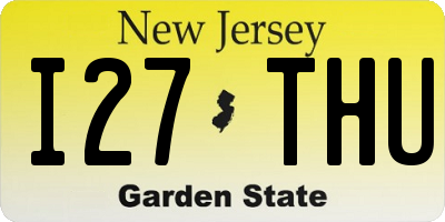 NJ license plate I27THU